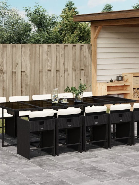 Set Outdoor Dining Black with Pillows 11pcs