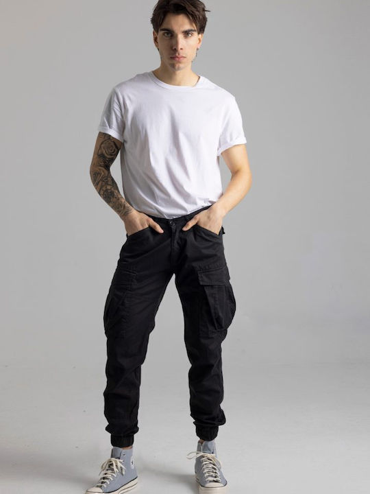 New Denim Hose Cargo Elastisch Schwarz