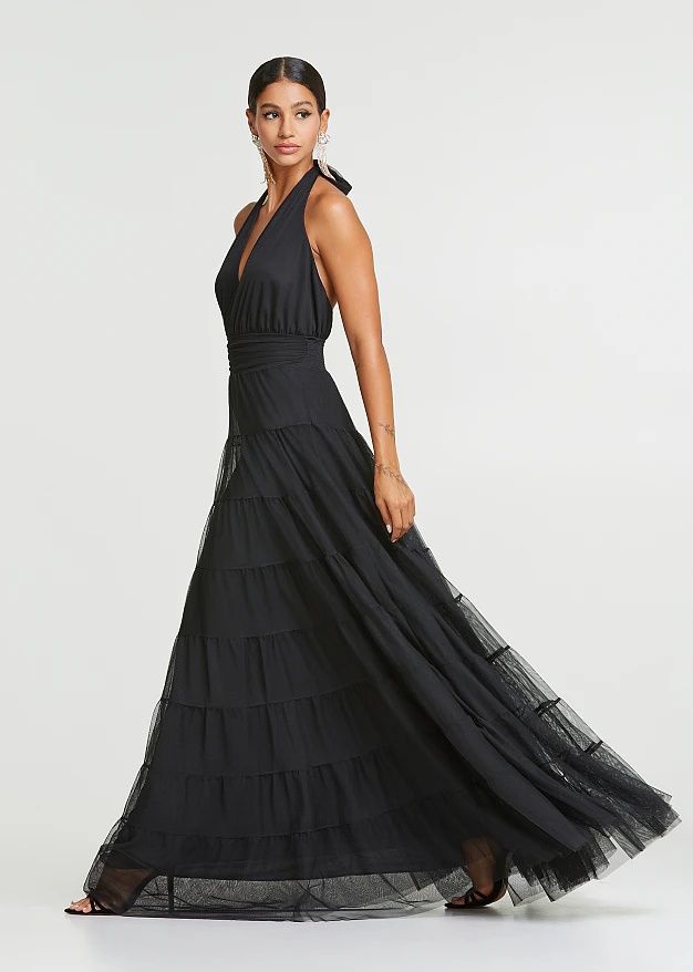 最終価格　liten Drop line dress size2 Lynne Mini Βραδινό Φόρεμα Εξώπλατο Μαύρο 053-511035-80