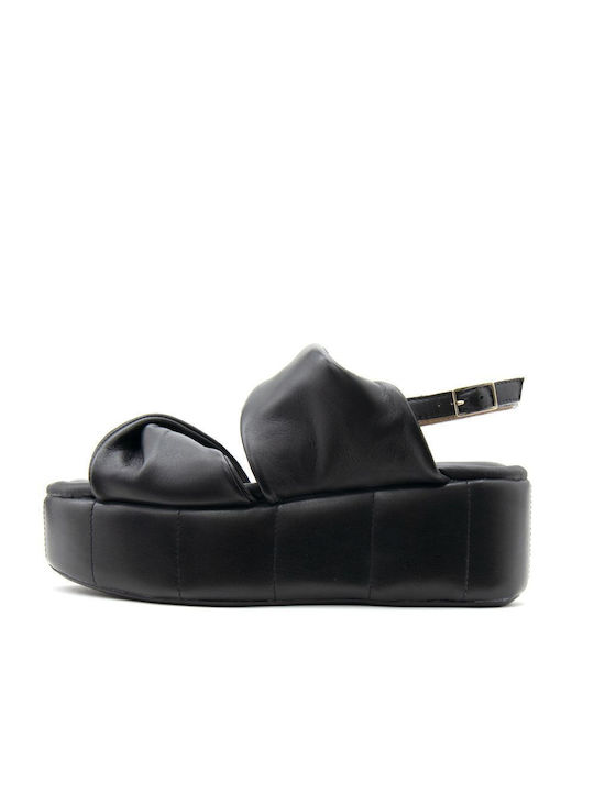 Paola Ferri Women's Leather Platform Shoes Black