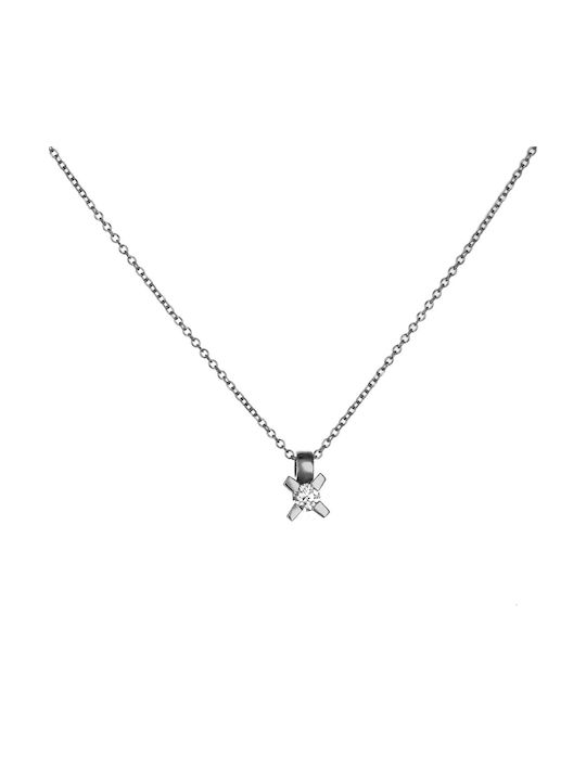 Necklace from White Gold 18k with Diamond