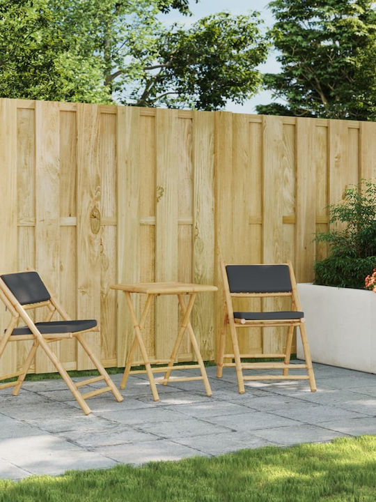Outdoor-Stuhl Bamboo Grey mit Kissen 3Stück 55x55x75εκ.