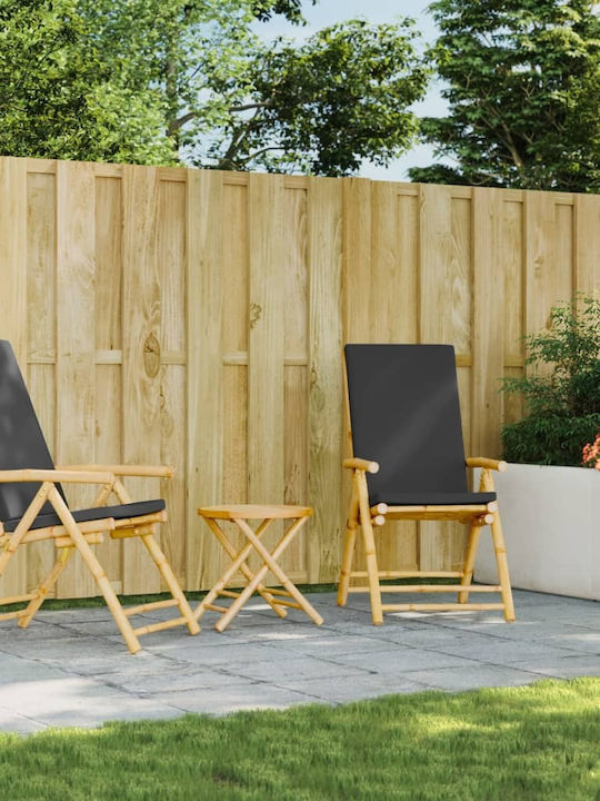 Outdoor-Stuhl Bamboo Grey mit Kissen 3Stück 45x45εκ.