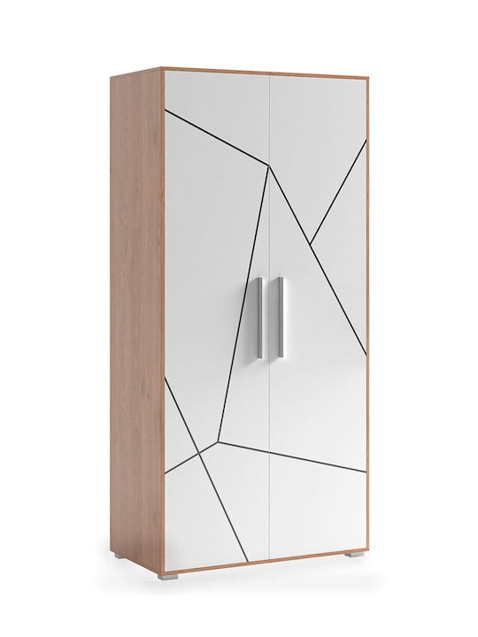 Δίφυλλη Ντουλάπα Λευκή 100x55.3x210cm Δίφυλλη Ντουλάπα Λευκή 100x55.3x210cm