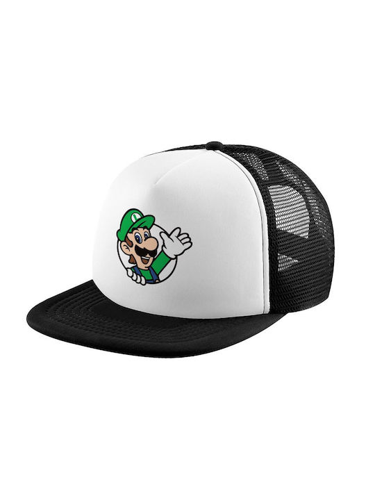 Koupakoupa Παιδικό Καπέλο Jockey Υφασμάτινο Super Mario Luigi Win Λευκό