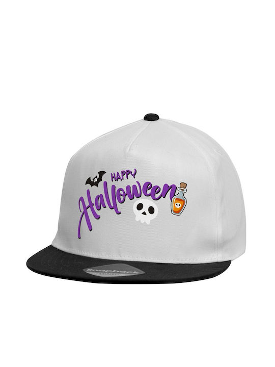 Koupakoupa Pălărie pentru Copii Tesatura Happy Halloween (χαλοουίν) Alb