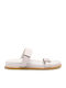 Leather Women's Flat Sandals in Beige Color