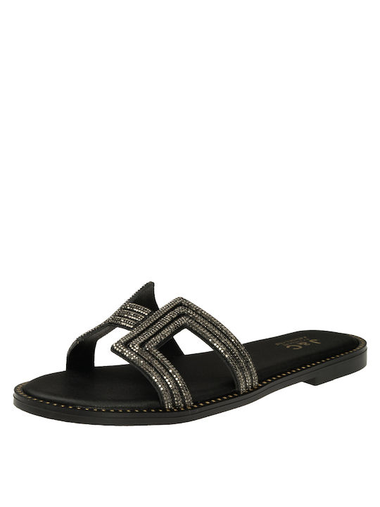 J&C Synthetic Leather Women's Sandals with Strass Black