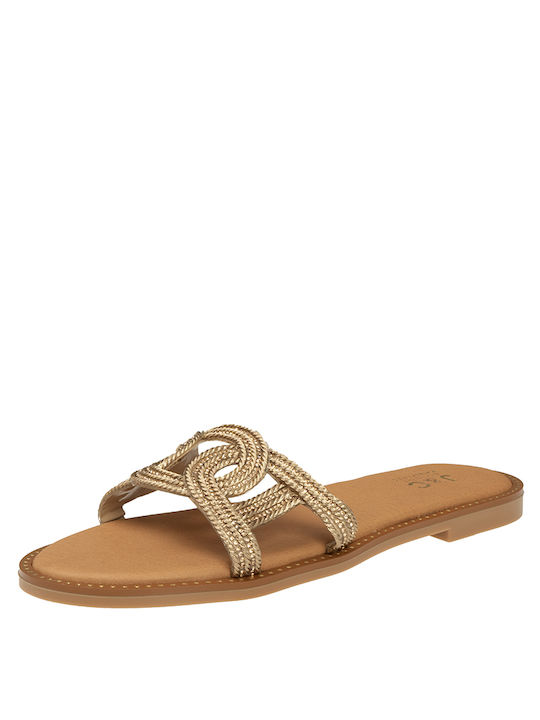 J&C Damen Flache Sandalen in Gold Farbe