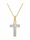 Men's Gold Cross 14K with Chain Two-tone Matte