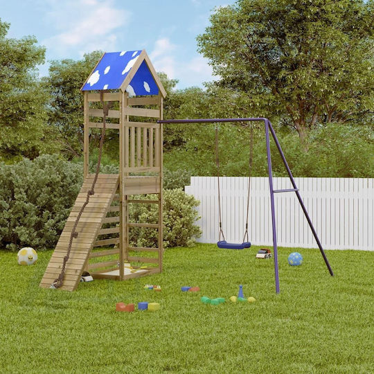 vidaXL Holzturm mit Kletterfläche Braun