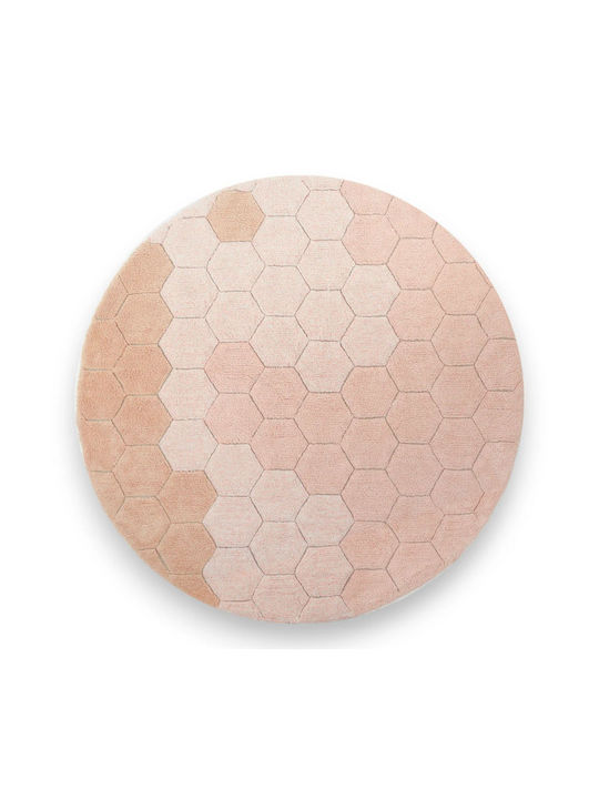 Lorena Canals Handmade Kids Synthetic Rug Honeycomb Round 140cm Rose