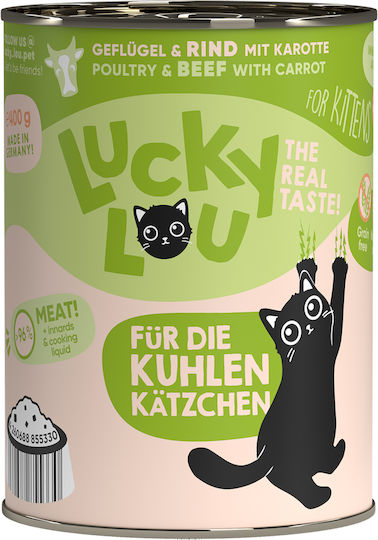 Lucky Lou Lifestage Wet Food for Young Cats in Cans with Poultry and Beef Grain-Free 400gr