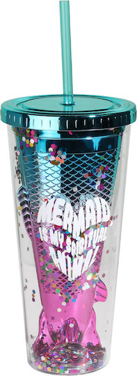 Tpster Glass Water made of Plastic in Color with straw 650ml