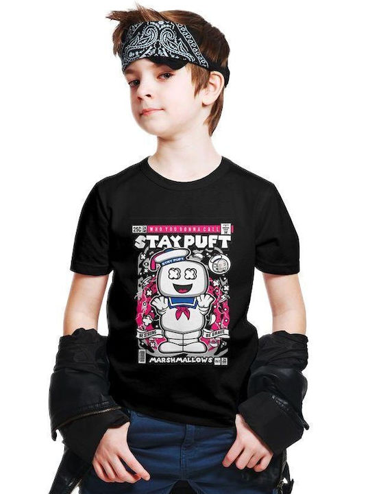 Pop Culture Kids T-shirt Black Stay Puft Marshmallowman