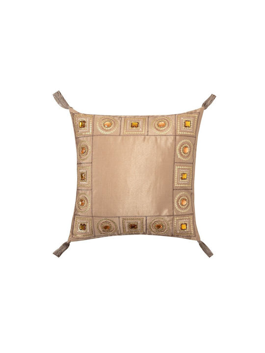 Silk Fashion Decorative Pillow Case Beige 40x40cm.