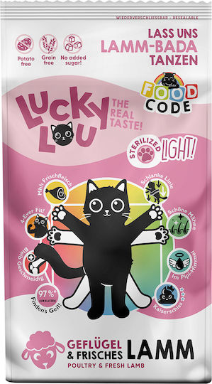 Lucky Lou Light Sterilised Trockenfutter ohne Getreide & Gluten für erwachsene sterilisierte Katzen mit Geflügel / Lamm 1.7kg