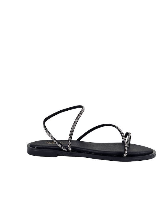 Ligglo Women's Flat Sandals with Strap in Black Color