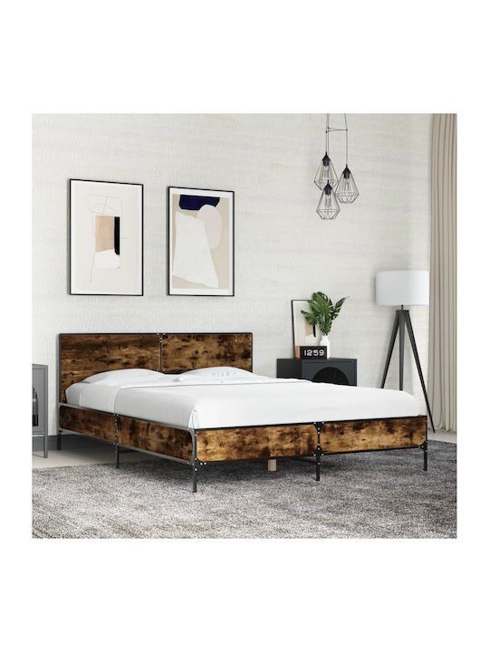 Κρεβάτι Διπλό Ξύλινο Καφέ για Στρώμα 140x200cm