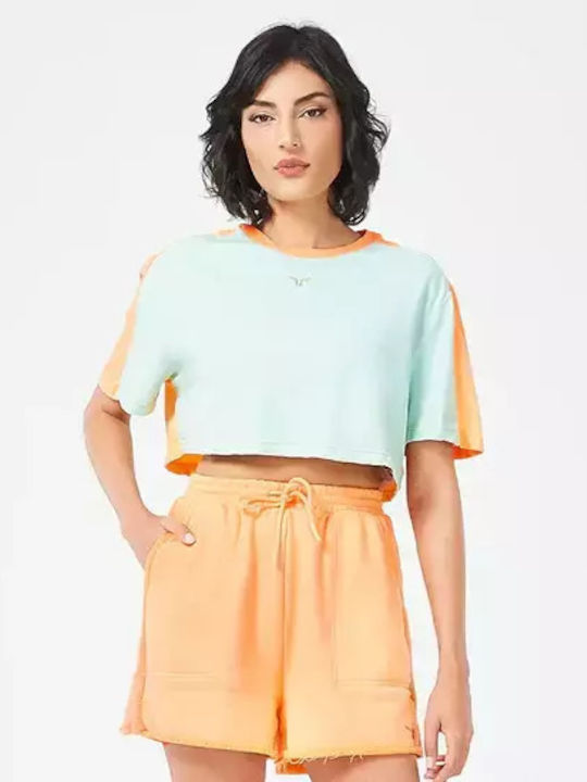 Γυναικείο Αθλητικό Crop T-shirt Surf Spray Marl & Orange Chiffon Marl