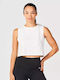 Bluze Damă Sport Crop Top Fără Mânecă Pearl White