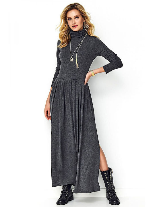 Makadamia Maxi Dress Turtleneck Gray