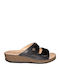 Leather Women's Flat Sandals Anatomic in Black Color
