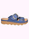 Rohde Leder Damen Flache Sandalen Anatomisch in Blau Farbe