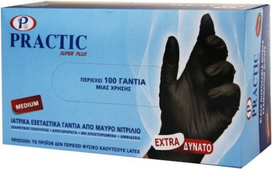 Practic Γάντια Νιτριλίου σε Μαύρο Χρώμα 100τμχ