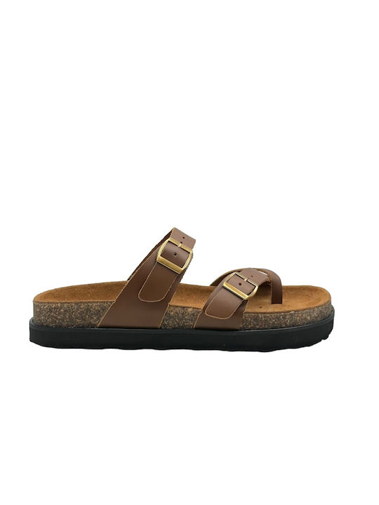 Ateneo Leather Women's Sandals Tabac Brown