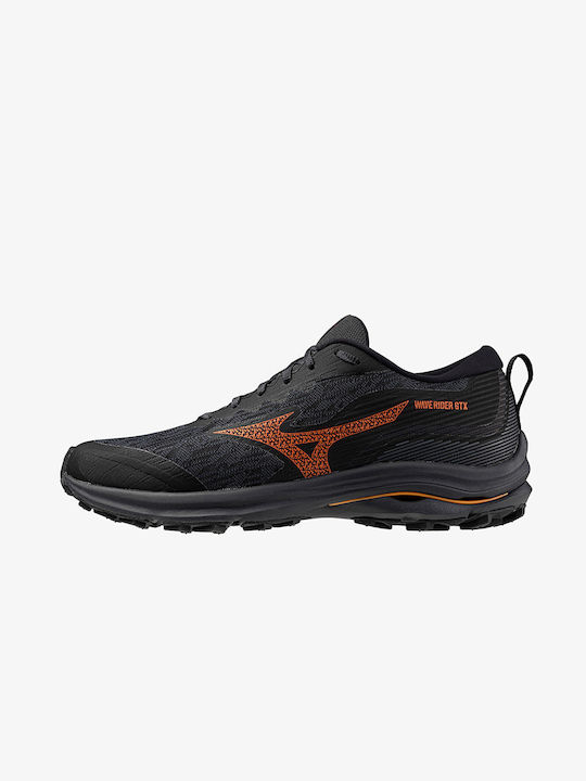 Mizuno Wave Rider Men's Running Sport Shoes Waterproof Gore-Tex Membrane Black / Nasturtium / Carrot Curl