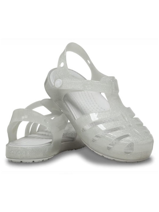 Crocs Isabella Glitter Sandal T Παιδικά Ανατομικά Παπουτσάκια Θαλάσσης Ασημί