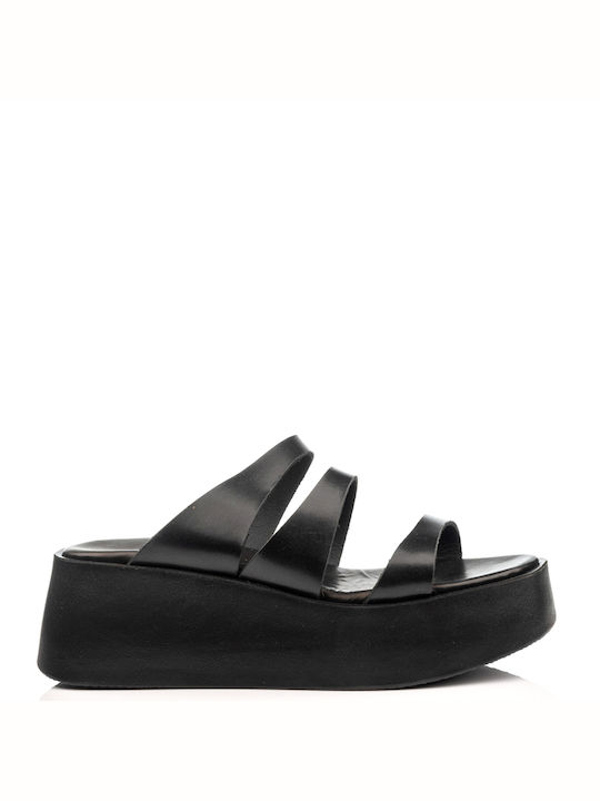 A.NI.MA Women's Leather Platform Shoes Black