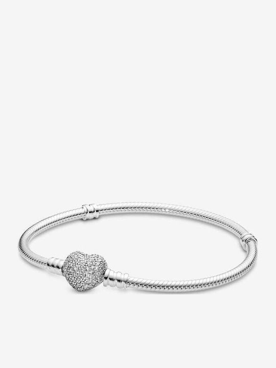 Pandora Damentrailing mit Herz-Design aus Silber 16cm