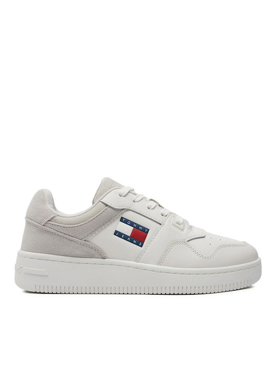 Tommy Hilfiger Retro Basket Mix Γυναικεία Sneakers Λευκά