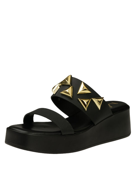 Mille Luci Flatforms Synthetic Leather Women's Sandals Black