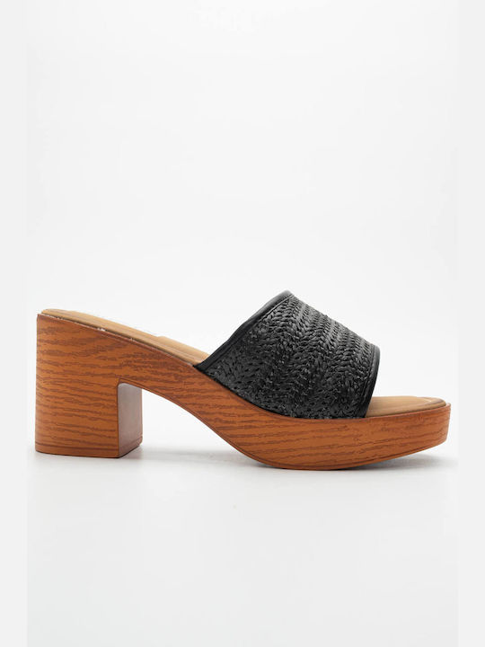 Luigi Heel Mules Black