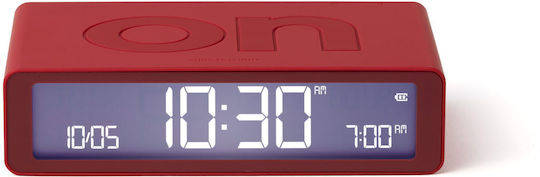 Lexon Flip Classic Tischuhr Digital LCD Kunststoff mit Wecker Rote