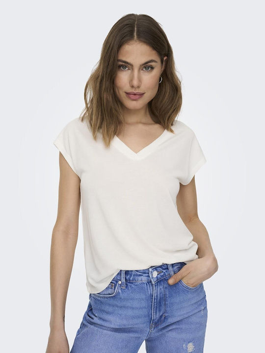 Only Life Γυναικείο T-shirt Εκρού