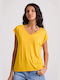 Funky Buddha Women's T-shirt with V Neckline Yellow