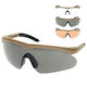 Swiss Eye Shooting Glasses Set of 3 Lenses with Anti-Scratch Coating, Anti-Glare & UV Protection Brown