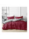 Homeone Superking Steppdecke mit Mikrofaser-Ausfüllen 220x240cm Burgundisch mit Grau 270 GSM