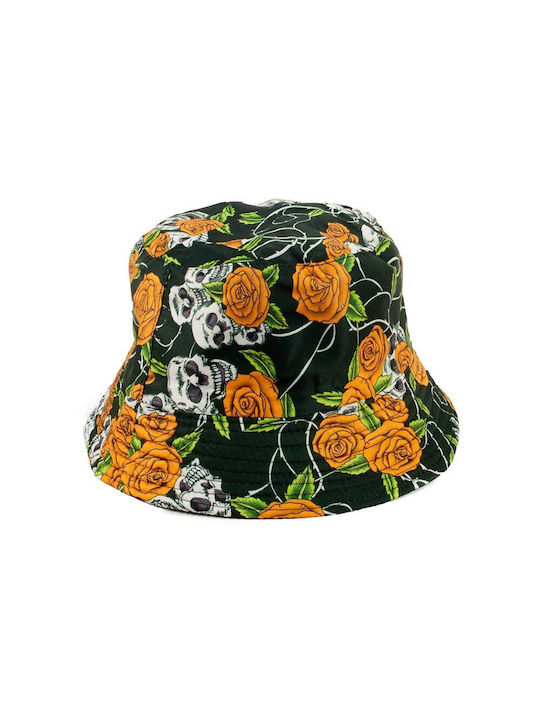 Pălărie tip Bucket reversibilă cu cranii și trandafiri verzi Tda01-92105-gn