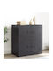 Sideboard made of Metal Black Velvet-Black Metal 67x39x73cm