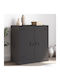 Sideboard made of Metal Black Velvet-Black Metal 67x39x73cm