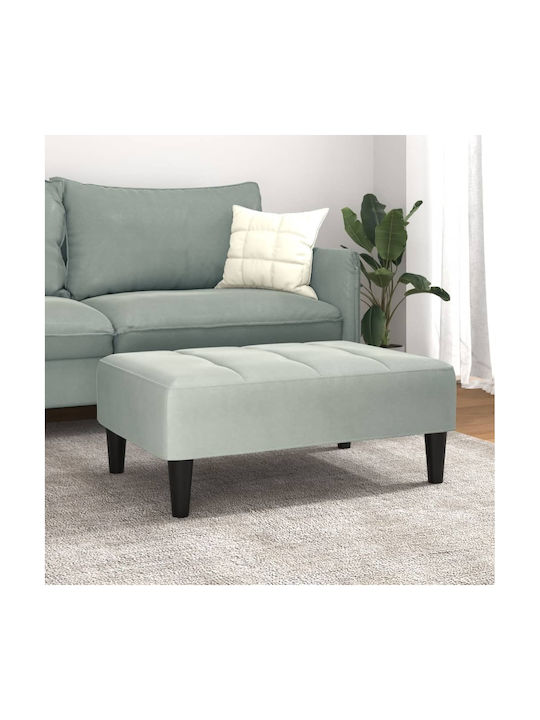 Velvet Upholstered Footstool Light Gray 77x55x31cm