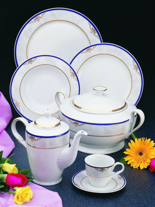 Έμφαση Tea Set with Cup Porcelain in Gray Color 27pcs