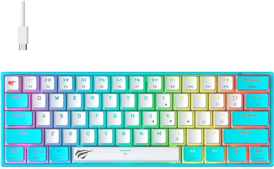Havit KB877L Gaming Μηχανικό Πληκτρολόγιο 60% με Custom διακόπτες και RGB φωτισμό (Αγγλικό US) Blue/White