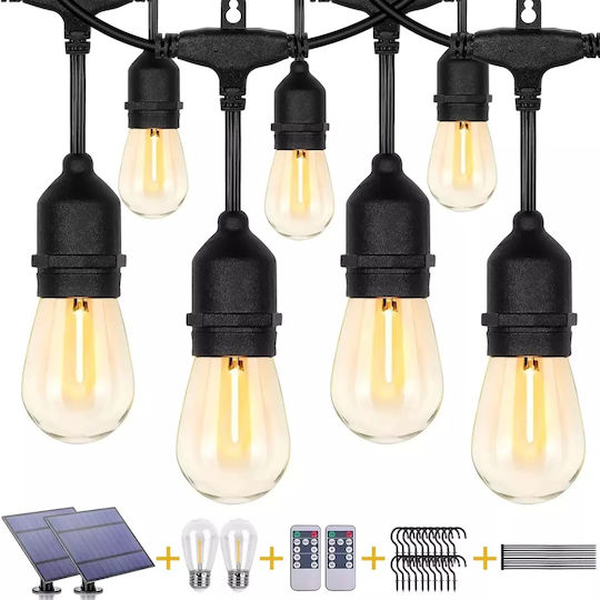 Suspendata Lampă Solară Ghirlande 2W cu Alb Cald Lumină IP65