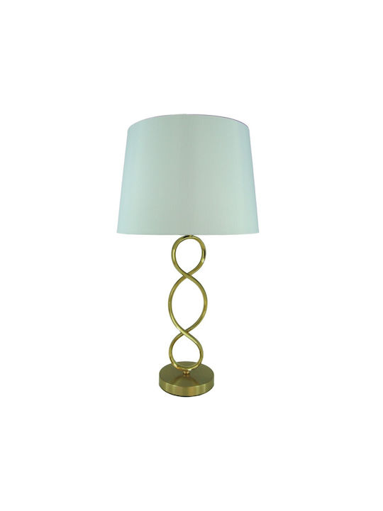 Pakketo Grezial Fabric Table Lamp for Socket E27 with White Shade and Gold Base